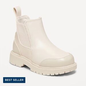 NWT Old Navy Unisex Faux-Leather Chelsea Boots, Creamy Oat, Toddler Size 10